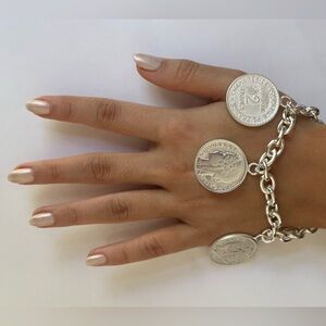 925 Silver Coin Charm Bracelet france